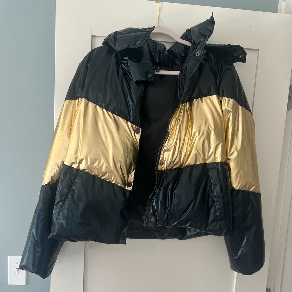 Generation Love black and gold puffer jacket size L